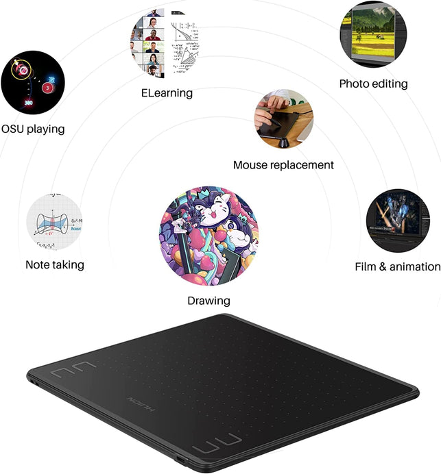 Drawing Tablet HUION HS64 Beginner Graphics Tablet OSU Tablet with Battery-Free Stylus 8192 Pressure Sensitive for Dgital Art, Painting & Design, Compatible with Windows, Mac, Android & Linux - The Gadget Collective