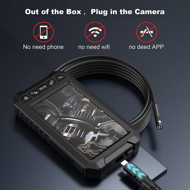 Dual Lens Borescope,Hantskop 5" IPS Screen Endoscope Inspection Camera,Ip67 Waterproof with 7 LED Lights and 32GB Card,16.5 FT Detachable Semi-Rigid Cable Industrial Endoscope Camera-1.5X Zoom - The Gadget Collective