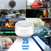 Easysleep Sound White Noise Machine with 25 Soothing Sounds and Night Lights with Memory Function 32 Levels of Volume and 5 Sleep Timer Powered by AC or USB for Sleeping Relaxation (White) - The Gadget Collective