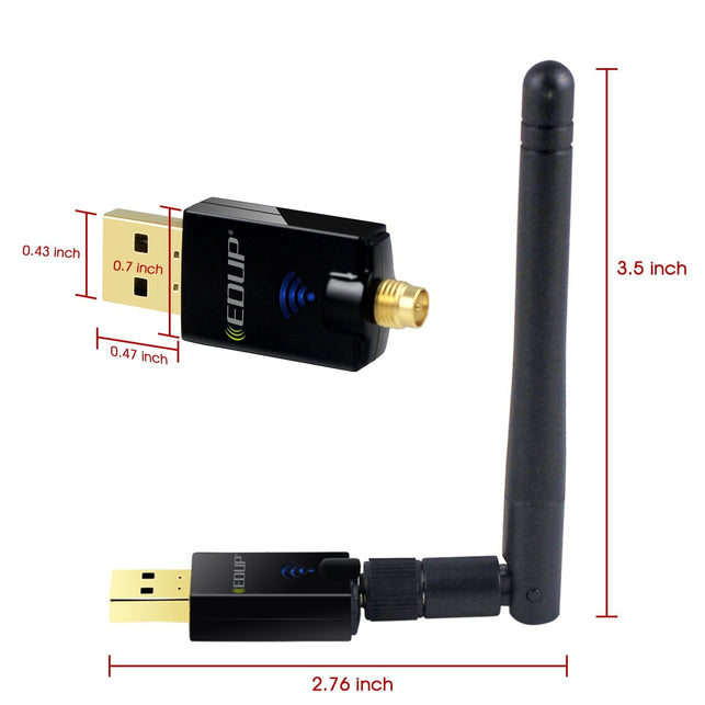 EDUP WiFi Adapter ac600Mbps Wireless USB Adapter 5.8GHz/2.4GHz Dual Band 600Mbps USB Adapter 2dBi External Antennas Supports Windows - The Gadget Collective