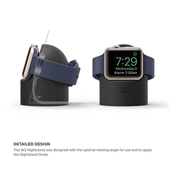 elago W2 Stand for Apple Watch Series 4 (2018) / Series 3 / Series 2 / Series 1 / 44mm / 42mm / 40mm / 38mm [Black] - [Nightstand Mode] - The Gadget Collective