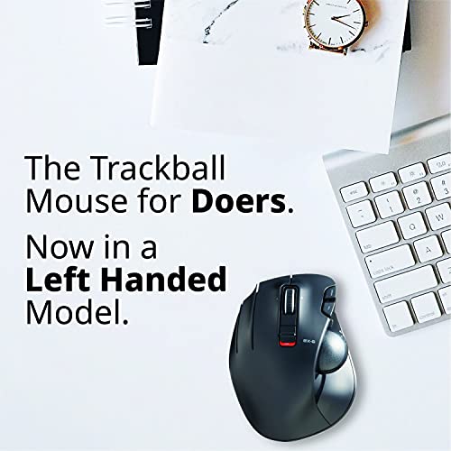 ELECOM Left-Handed 2.4GHz Wireless Thumb-operated Trackball Mouse, 6-Button Function with Smooth Tracking, Precision Optical Gaming Sensor (M-XT4DRBK) - The Gadget Collective