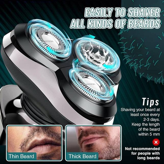 Electric Shavers Men Electric Razors for Men Face Shaver Electric Rechargeable Razor Cordless Shaver for Mens Razors Electric Mens Electric Razors for Shaving Rotary Shavers Waterproof Wet Dry PRITECH - The Gadget Collective
