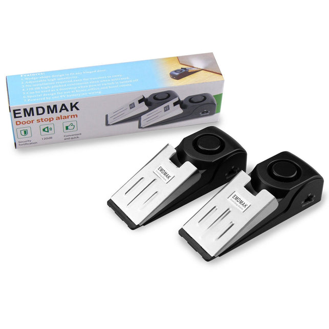 EMDMAK Door Stop Alarm with 120DB Siren Door Stop for Home & Travel (Black) (Pack of 2) - The Gadget Collective