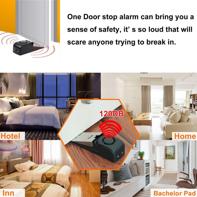 EMDMAK Door Stop Alarm with 120DB Siren Door Stop for Home & Travel (Black) (Pack of 2) - The Gadget Collective