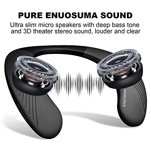 ENUOSUMA Neckband Bluetooth Speaker, Wireless Wearable Speaker IPX5 Waterproof, True 3D Stereo Sound Around The Neck Speaker, 12H Long Playtime, Portable for Home&Outdoors, BS07, Black - The Gadget Collective
