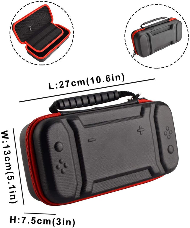 EOVOLA Accessories Kit for Nintendo Switch Games Bundle Wheel Grip Caps Carrying Case Screen Protector Controller - The Gadget Collective