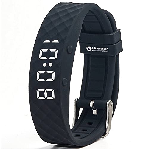 eSeasongear VB80 Vibrating Alarm Watch, Silent Vibration Shake Wake ADHD Medication Reminder (Black-Large) - The Gadget Collective