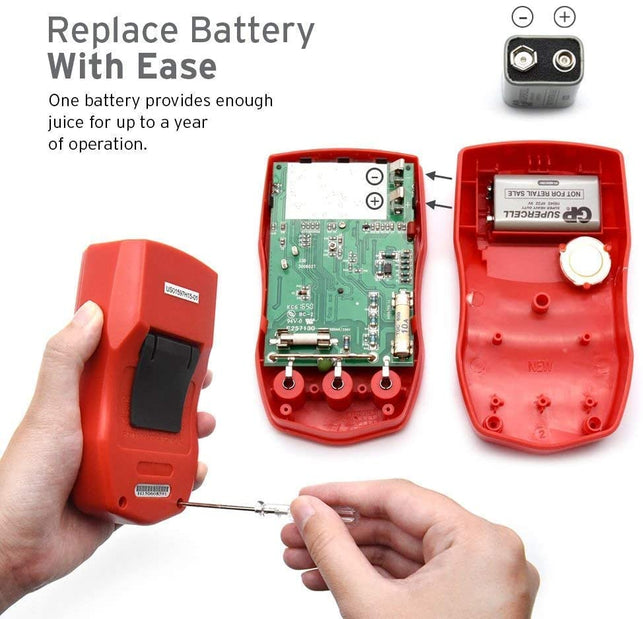 Etekcity MSR-R500 Digital Multimeter, Amp Volt Ohm Voltage Tester Meter with Diode and Continuity Test, Dual Fused for Anti-Burn, Red. - The Gadget Collective