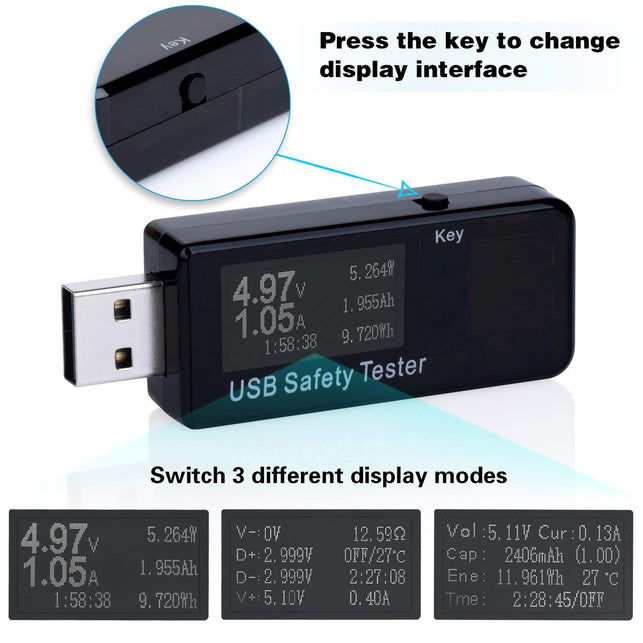 Eversame USB Digital Power Meter Tester Multimeter Current and Voltage Monitor DC 5.1A 30V Amp Voltage Power Meter - The Gadget Collective