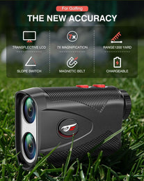 Golf Rangefinder Laser Range Finder with Slope, 1200Yards, 7X Magnification for Golf/Hunting with Flag Pole Lock Vibration, Magnet Stripe Rechargeable
