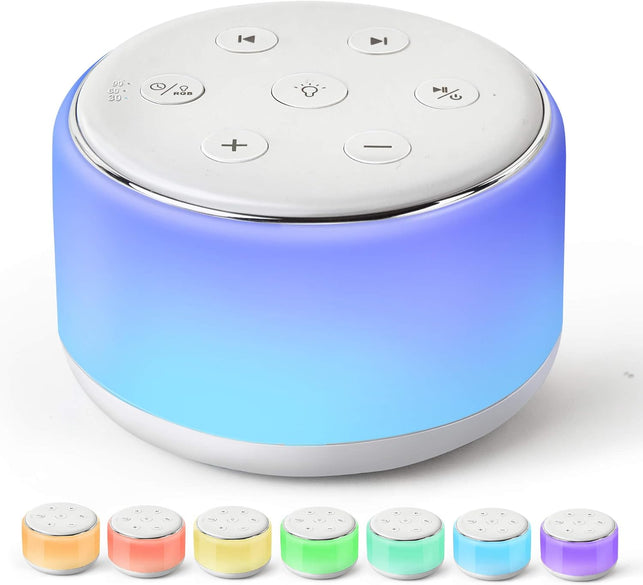 White Noise Machine for Sleeping Baby Kids – Portable Sound Machine with Night Light, USB Rechargeable, 34 Soothing Noises, Auto-Off Timer, Sleep Machine for Adults Babies Lullaby Travel Home