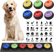 Dog Buttons for Communication, 6 Pcs Dog Talking Button Set, 30S Voice Recordable Pet Training Buzzer, Speaking Buttons for Cats & Dogs with Waterproof Dog Activity Mat and 24 Scene Stickers