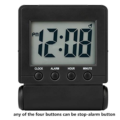 FAMICOZY Compact Digital Travel Alarm Clock with High/Low Volume Options,Simple to Set,Easy to Read,Bold Digits,Snooze Backlight,Quality Construction,2 AAA Battery Operated,Black - The Gadget Collective