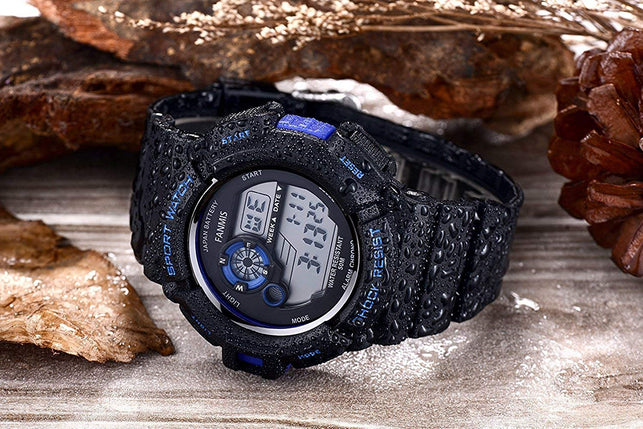 Fanmis Mens Military Multifunction Digital LED Watch Electronic Waterproof Alarm Quartz Sports Watch Blue - The Gadget Collective