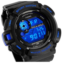 Fanmis Mens Military Multifunction Digital LED Watch Electronic Waterproof Alarm Quartz Sports Watch Blue - The Gadget Collective