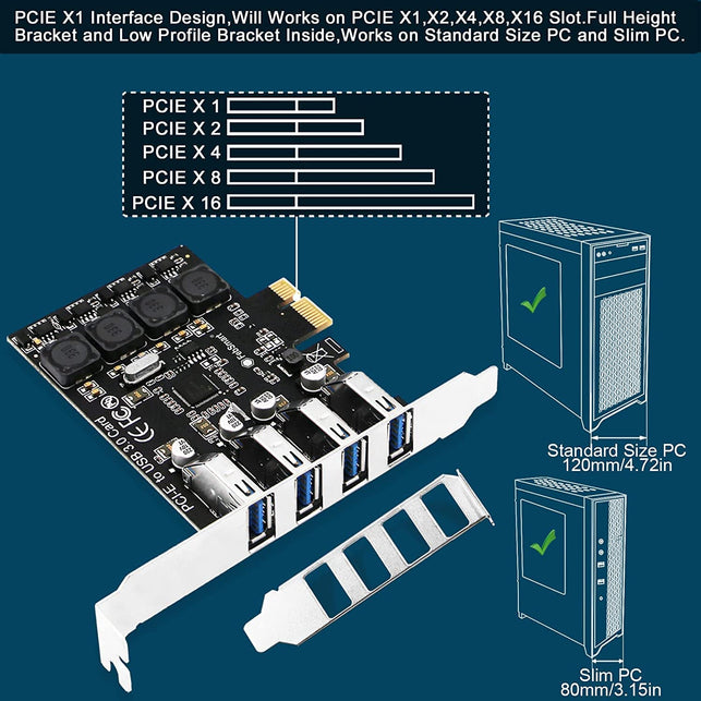 Febsmart PCIE 4-Ports Superspeed 5Gbps USB 3.0 Expansion Card for Windows 11, 10, 8.X, 7, Vista, XP Desktop Pcs, Built in Febsmart Self-Powered Technology, No Need Additional Power Supply (Fs-U4L-Pro) - The Gadget Collective