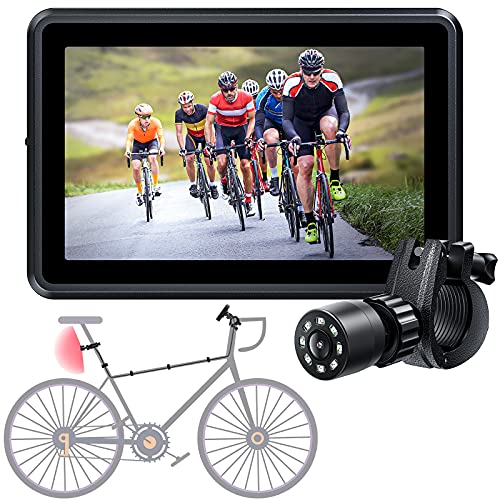 FEISIKE Bike Mirror Camera with 4.3 Inch Screen and 145° Wide Rear View Angle,Clear Night Vision,Perfect Bicycle Accessories for Mountain,Road Bike Tr - The Gadget Collective