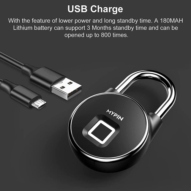 Fingerprint Padlock, Smart Keyless Bluetooth Lock App/Fingerprint Unlock Anti-Theft Padlock Door Luggage Case Lock for Android Ios System Suitable for Gym, Backpack, School, Fence and Storage - The Gadget Collective