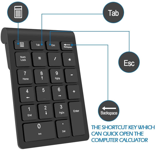 Foloda Wireless Number Pads, Numeric Keypad Numpad 22 Keys Portable 2.4 GHz Financial Accounting Number Keyboard Extensions 10 Key for Laptop, PC, Des - The Gadget Collective