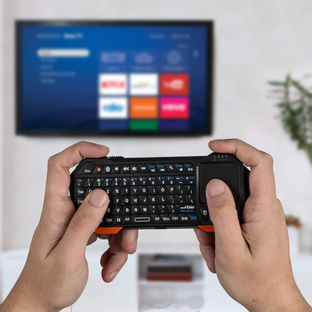 Fosmon Mini Bluetooth Keyboard (QWERTY Keypad), Wireless Portable Lightweight with built-in Touchpad, works with Apple TV, PS4, Smartphones and more - The Gadget Collective