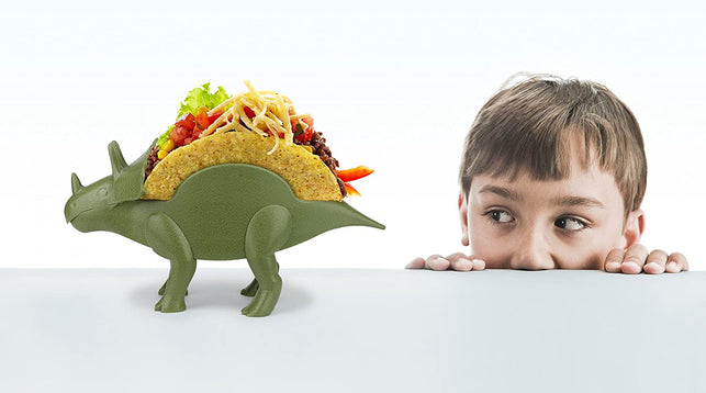 Funwares TriceraTaco Holder Ultimate Dinosaur Taco Stand, Holds 2, Green - The Gadget Collective