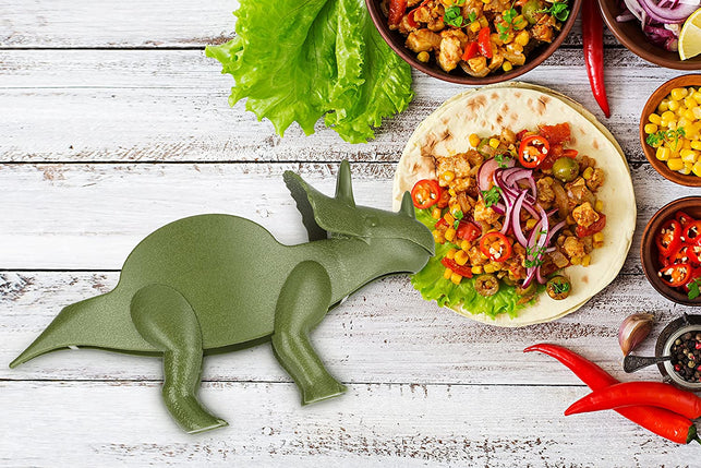 Funwares TriceraTaco Holder Ultimate Dinosaur Taco Stand, Holds 2, Green - The Gadget Collective