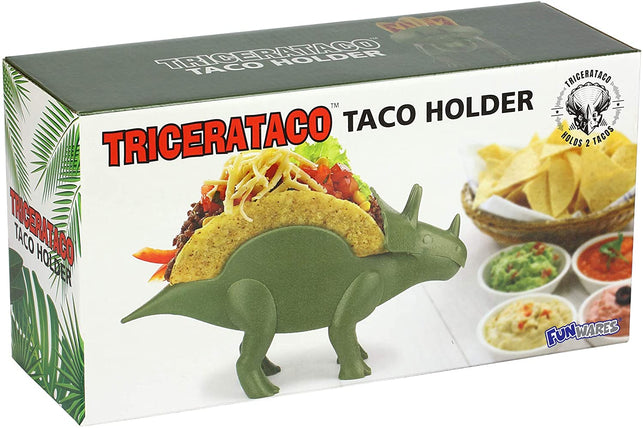 Funwares TriceraTaco Holder Ultimate Dinosaur Taco Stand, Holds 2, Green - The Gadget Collective