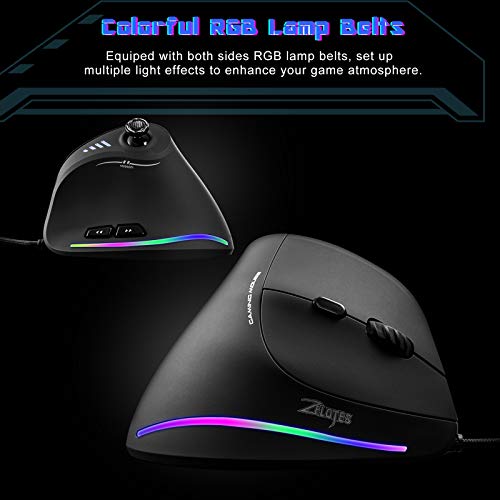 Gaming Mouse with 5 D Rocker, TRELC Ergonomic Mouse with 10000 DPI/11 Programmable Buttons, RGB Vertical Gaming Mice Wired for PC/Laptop/E-Sports/Game - The Gadget Collective