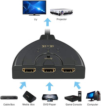 GANA HDMI Switch,GANA 3 Port 4K HDMI Switch 3x1 Switch Splitter with Pigtail Cable Supports Full HD 4K 1080P 3D Player - The Gadget Collective