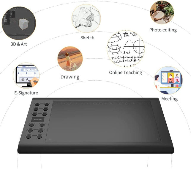 GAOMON M106K PRO Android Supported Drawing Tablet with 28 Customized Buttons and 8192 Levels Pressure Sensitivity Passive Pen Digital Graphics Tablet for Online Teaching - The Gadget Collective