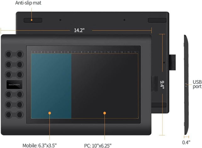 GAOMON M106K PRO Android Supported Drawing Tablet with 28 Customized Buttons and 8192 Levels Pressure Sensitivity Passive Pen Digital Graphics Tablet for Online Teaching - The Gadget Collective