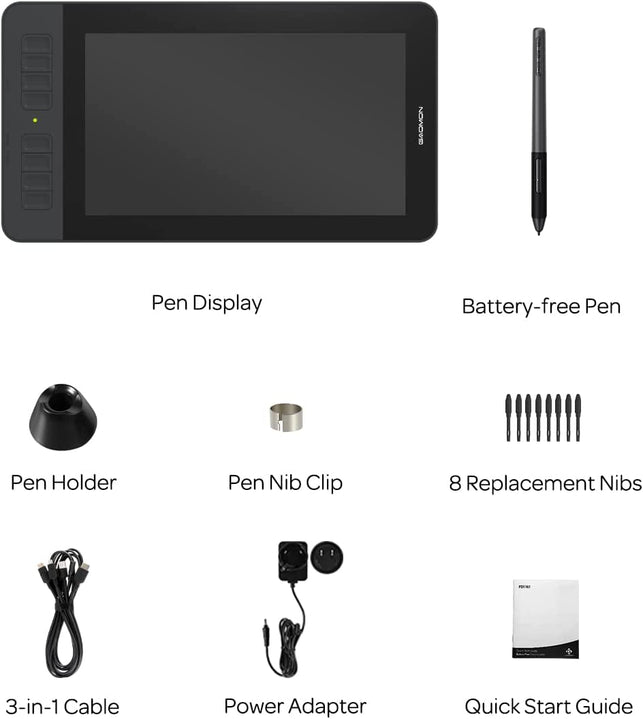 GAOMON PD1161 11.6 Inches HD IPS Tilt Support Graphics Drawing Pen Display Tablet with 8 Shortcuts and 8192 Levels Battery-Free AP50 Stylus - The Gadget Collective