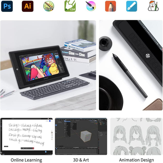 GAOMON PD156 PRO Drawing Tablet with Screen 120% Srgb Full-Laminated Pen Display with 8192 Pen Pressure Battery-Free Stylus and 10 Hotkeys & Dial Key for Anime, Sketch, Digital Art, Graphic Design - The Gadget Collective