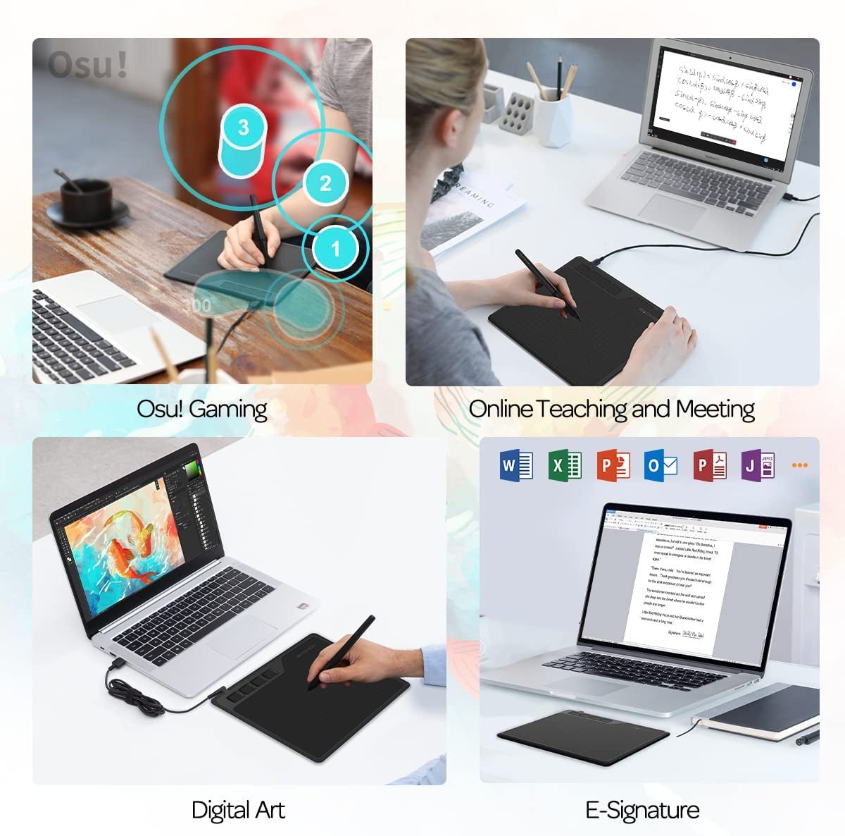 Gaomon Tablet Models GAOMON S620 6.5 X 4 Inches Pen Tablet 8192 Levels Pressure Graphic Tab ...