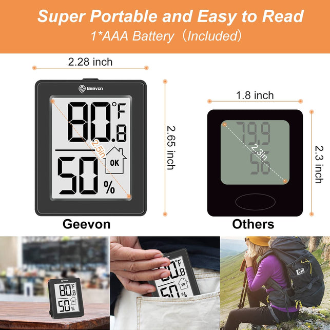 Geevon Digital Hygrometer, 3 Pack Indoor Thermometer Room Humidity