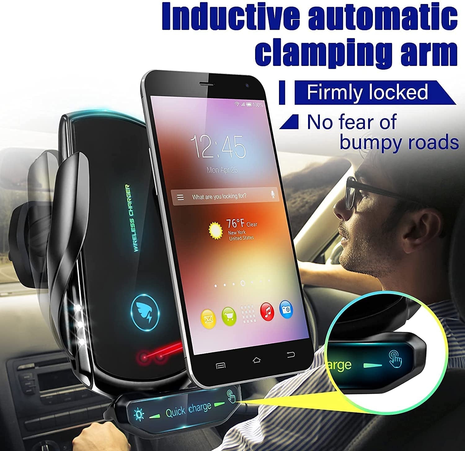 Support téléphone voiture induction universel 15W - Phone Fix Auto