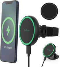 Gloplum Magnetic Wireless Car Charger Mount Compatible with Magsafe Iphone 13/ Iphone 12/12 Mini/12 Pro/12 Pro Max, 15W Fast Charging Air Vent Magnet Accessories Car Phone Holder - The Gadget Collective