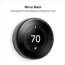 Google Nest Learning Thermostat - Programmable Smart Thermostat for Home - 3Rd Generation Nest Thermostat - Works with Alexa - Mirror Black - The Gadget Collective