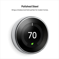 Google Nest Learning Thermostat - Programmable Smart Thermostat for Home - 3Rd Generation Nest Thermostat - Works with Alexa - Polished Steel - The Gadget Collective