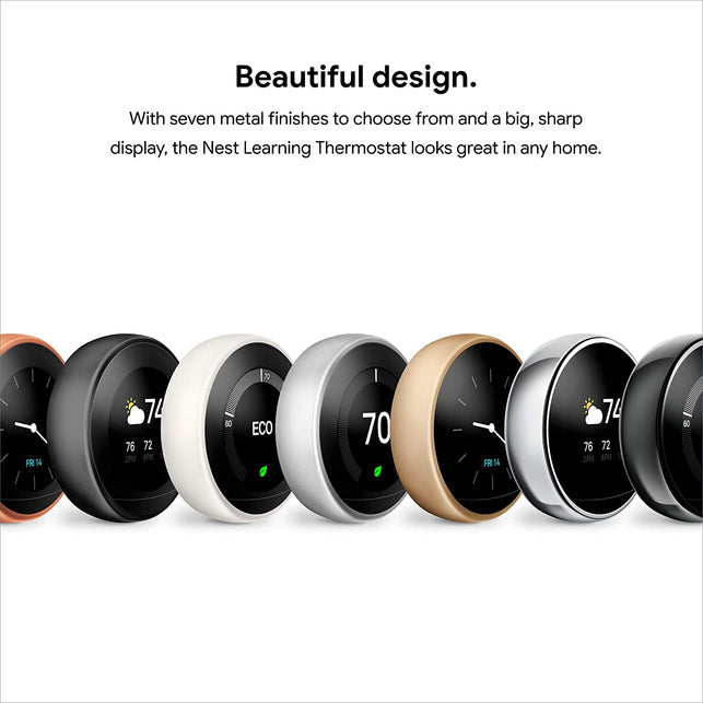 Google Nest Learning Thermostat - Programmable Smart Thermostat for Home - 3Rd Generation Nest Thermostat - Works with Alexa - Polished Steel - The Gadget Collective