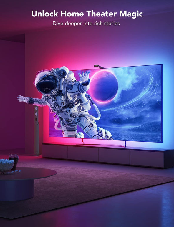 Govee Envisual TV LED Backlight T2 with Dual Cameras, 11.8Ft RGBIC Wi-Fi LED Strip Lights for 55-65 Inch Tvs, Double Strip Light Beads, Adapts to Ultra-Thin Tvs, Smart App Control, Music Sync, H605C - The Gadget Collective