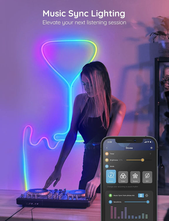 Govee Neon LED Strip Lights 3M, RGBIC DIY Neon Light with Wifi APP Control, Work with Alexa, Segmentable Colour Changing LED Lights for Bedroom, Wall, Game… - The Gadget Collective