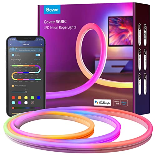 Govee Neon Rope Light, RGBIC Rope Lights with Music Sync, DIY Lighting Mode, Works with Alexa, Google Assistant, 3m LED neon Lights for Bedroom, Living Room, Gaming Decor (Not Support 5G WiFi) - The Gadget Collective