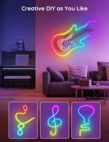 Govee Neon Rope Light, RGBIC Rope Lights with Music Sync, DIY Lighting Mode, Works with Alexa, Google Assistant, 3m LED neon Lights for Bedroom, Living Room, Gaming Decor (Not Support 5G WiFi) - The Gadget Collective