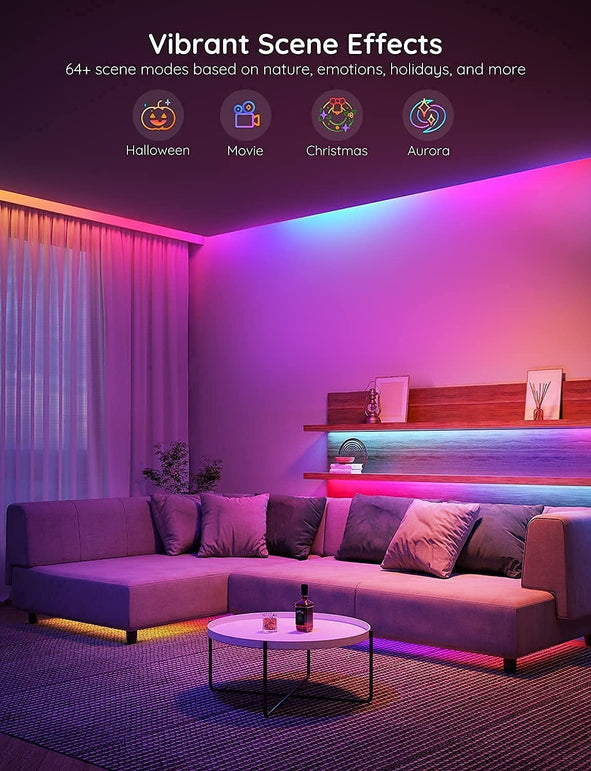 Govee RGBIC LED Light 5M, Alexa and Google Assistant Compatiable With, Smart Wifi APP Control Music Sync 5M LED Lights for Bedroom, Party, Gaming Room - The Gadget Collective