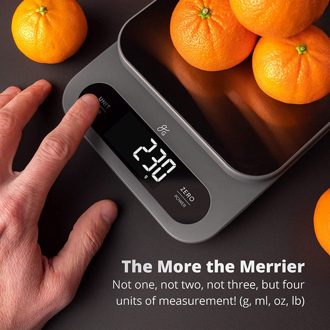 Greater Goods High Capacity Kitchen Scale - a Premium Food Scale That Weighs in Grams & Ounces W/ a 22 Pound Capacity | Feat. a Hi-Def LCD Screen and Stainless Steel Platform | Designed in St. Louis - The Gadget Collective