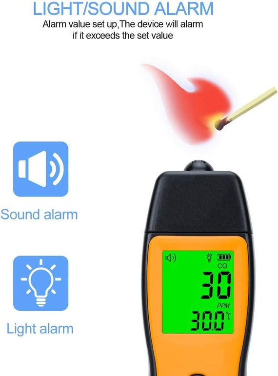 Handheld Carbon Monoxide Meter, Portable CO Gas Detector, Gas Tester with 0～1000Ppm Range, 1PPM Resolution(Battery NOT Included) - The Gadget Collective