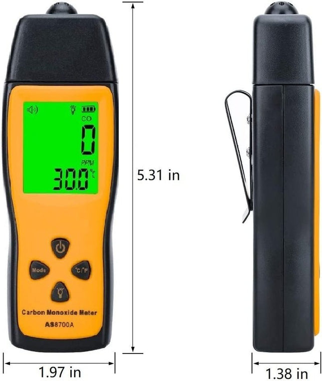 Handheld Carbon Monoxide Meter, Portable CO Gas Detector, Gas Tester with 0～1000Ppm Range, 1PPM Resolution(Battery NOT Included) - The Gadget Collective