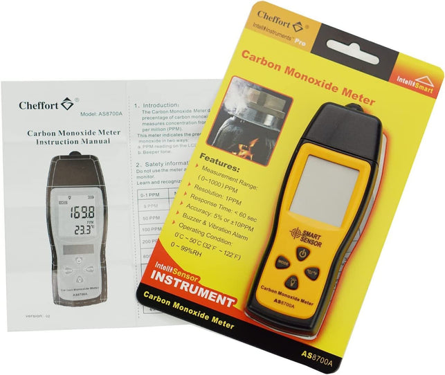 Handheld Carbon Monoxide Meter, Portable CO Gas Detector, Gas Tester with 0～1000Ppm Range, 1PPM Resolution(Battery NOT Included) - The Gadget Collective